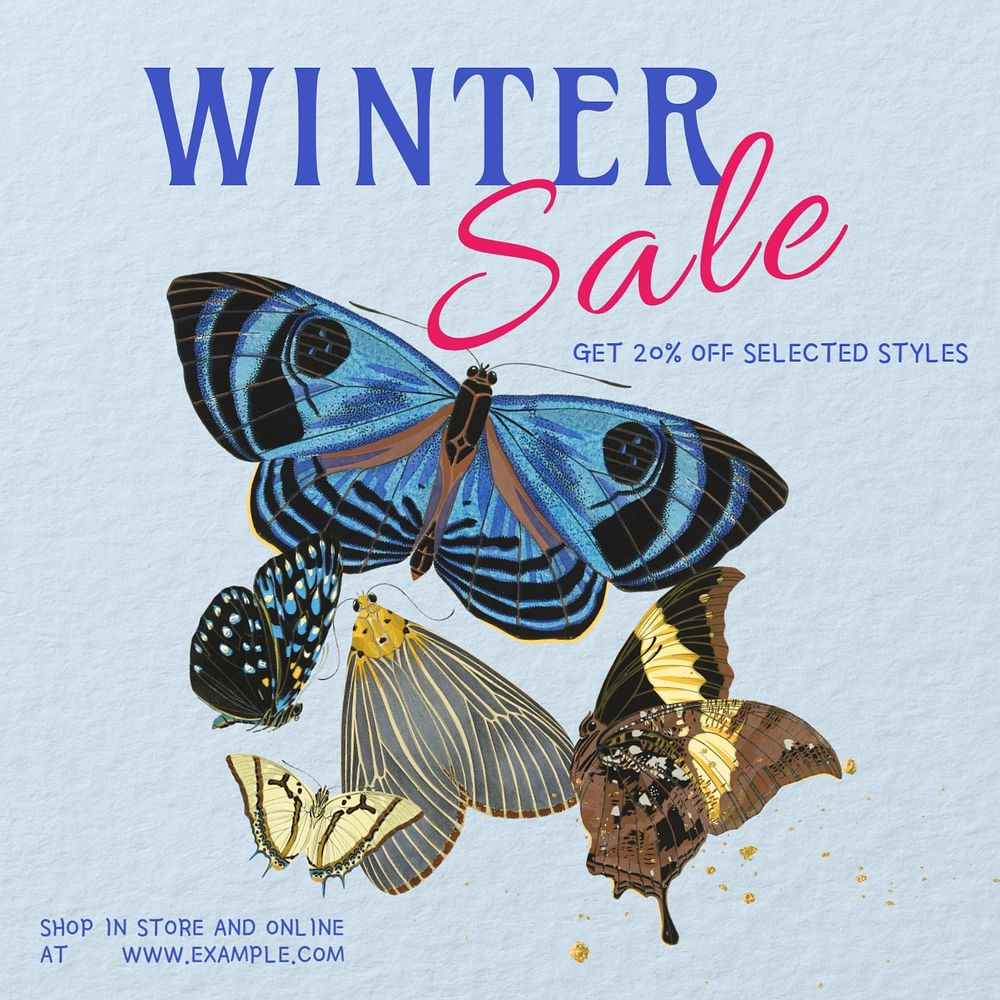 Winter sale Instagram post template, editable E.A. Séguy’s famous artwork, remixed by rawpixel