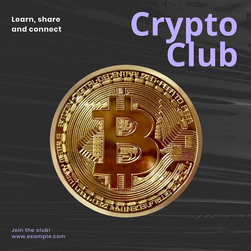 Crypto Club Facebook ad template, editable text & design