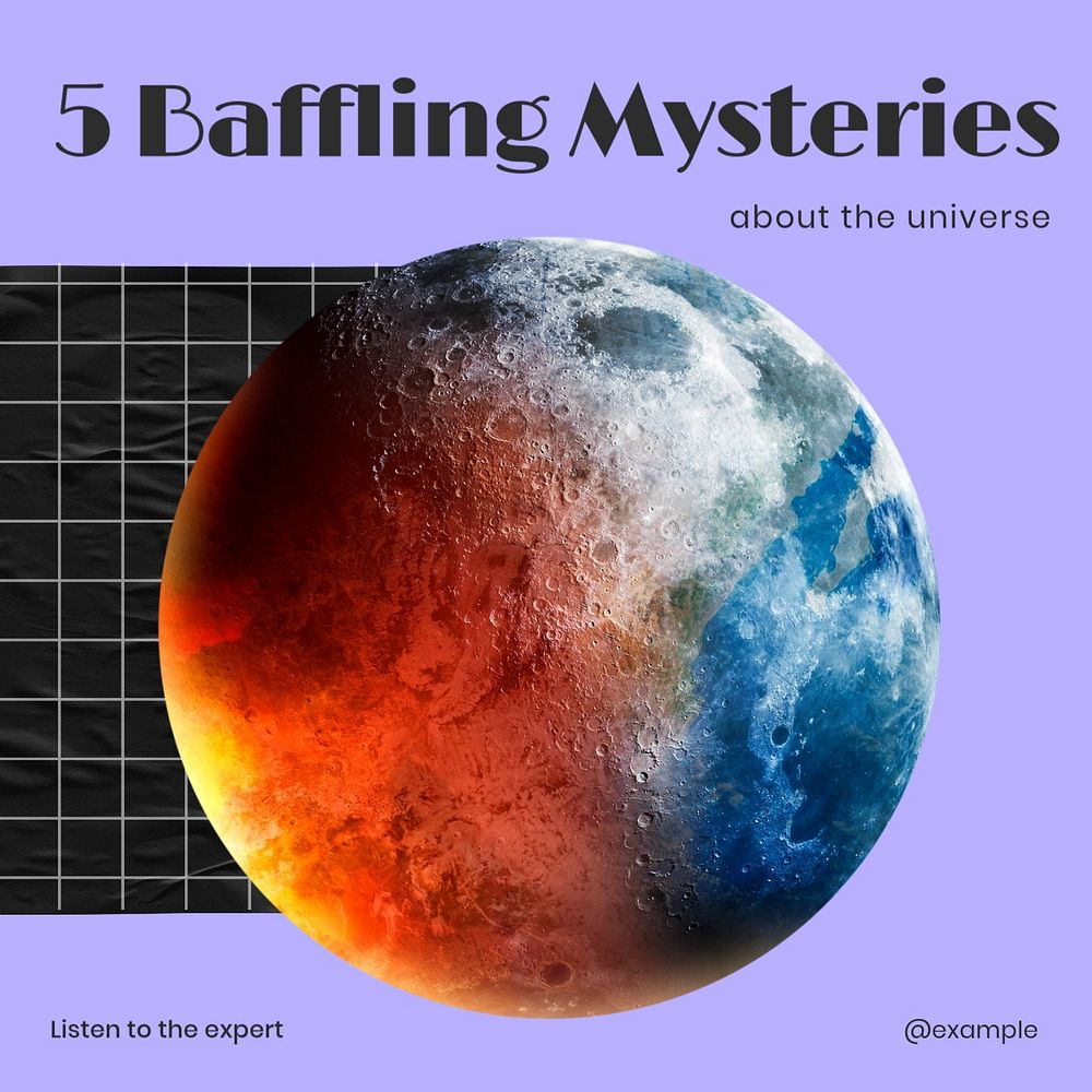 Baffling universe mysteries Facebook ad template, editable text & design