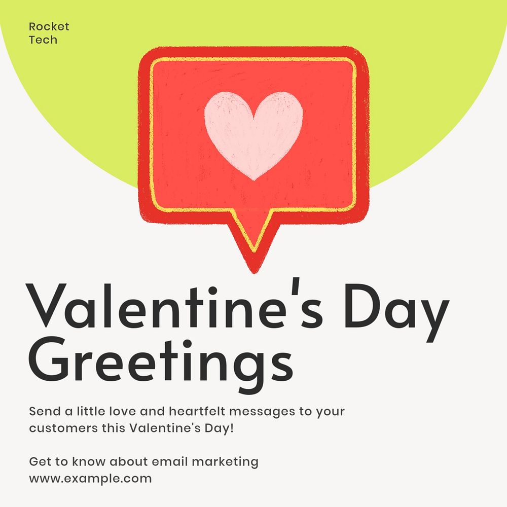 Valentine's email marketing Facebook ad template, editable text & design