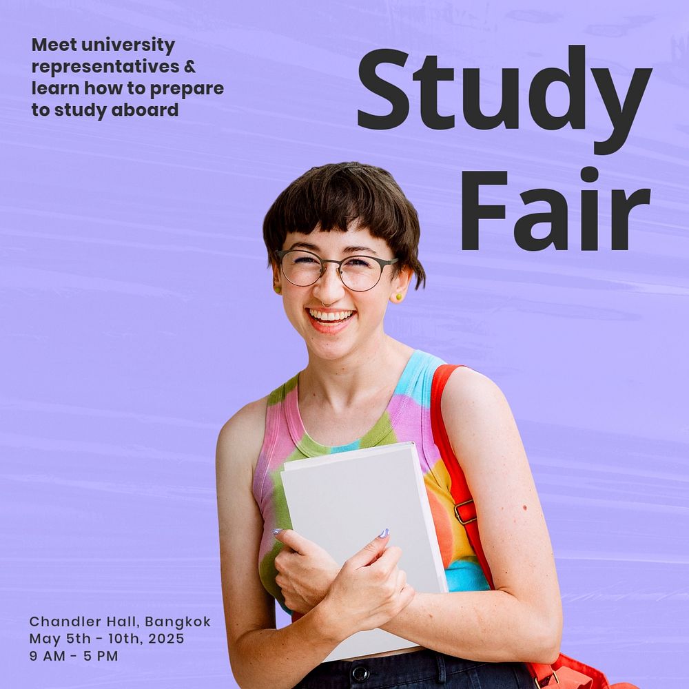 Study fair Facebook ad template, editable text & design