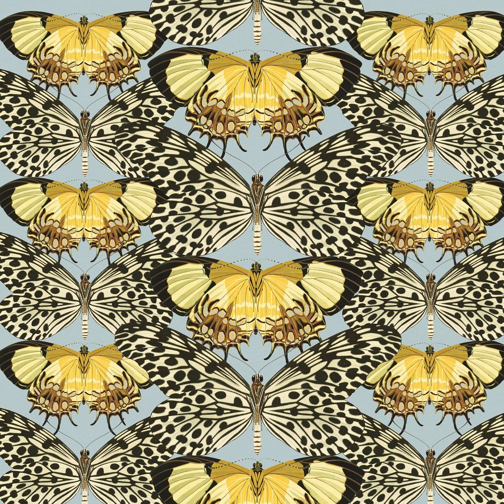 E.A. Séguy's butterfly patterned background, editable vintage design, remixed by rawpixel