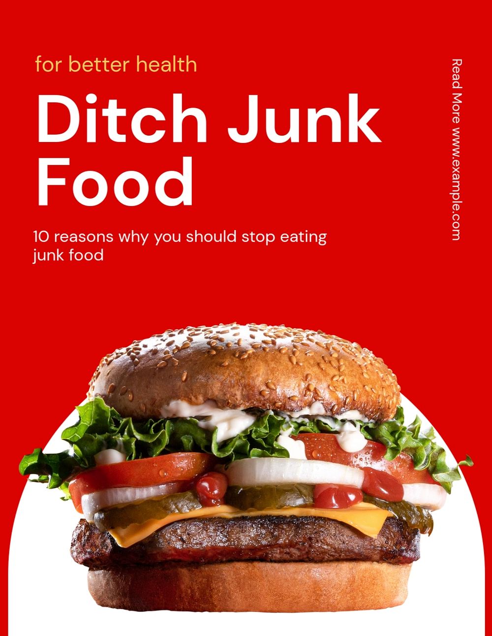 Ditch junk food, editable flyer template for branding