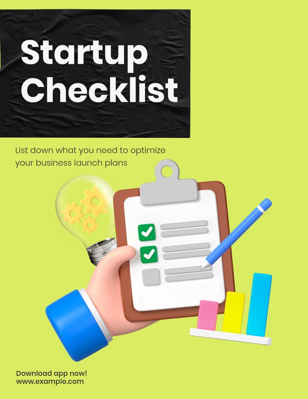 Startup checklist, editable flyer template