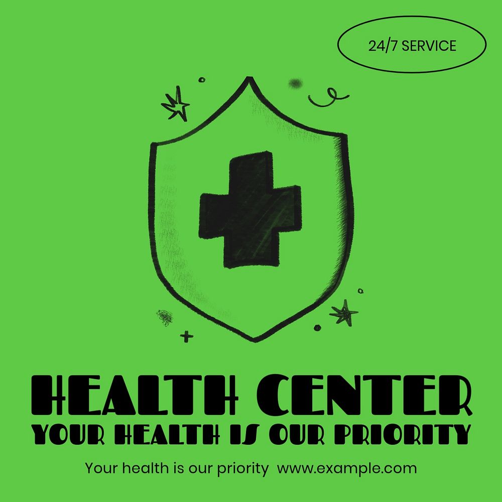 Health center Facebook ad template, editable text & design