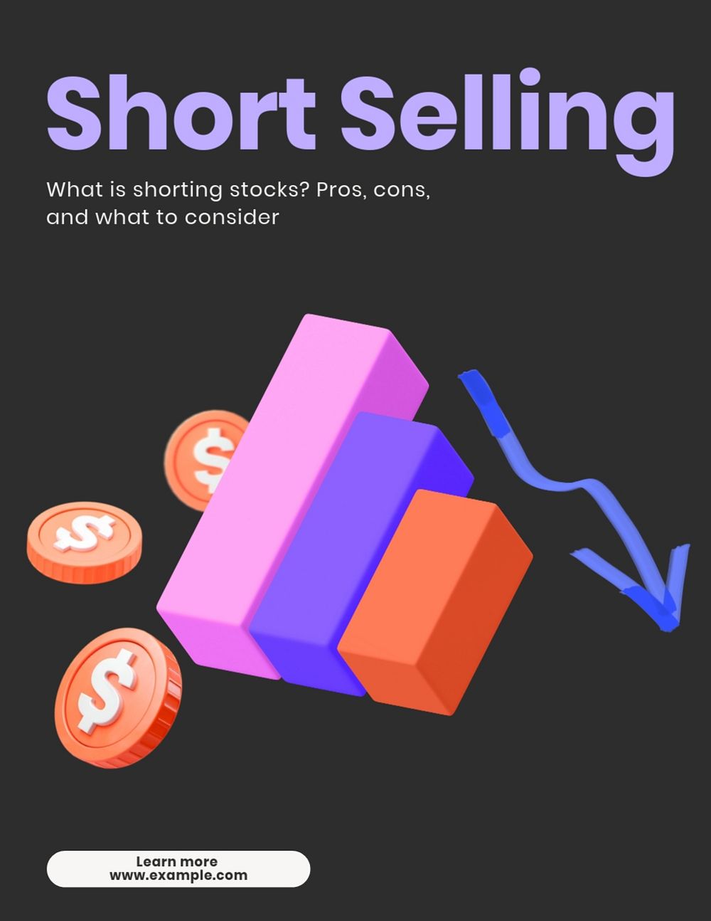 Short selling, editable flyer template