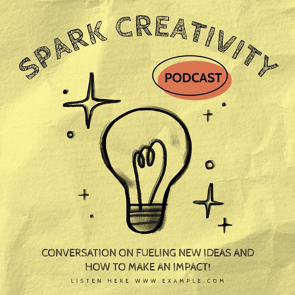 Spark creativity podcast Facebook ad template, editable text & design