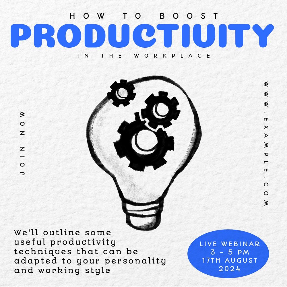 Productivity Facebook ad template, editable text & design