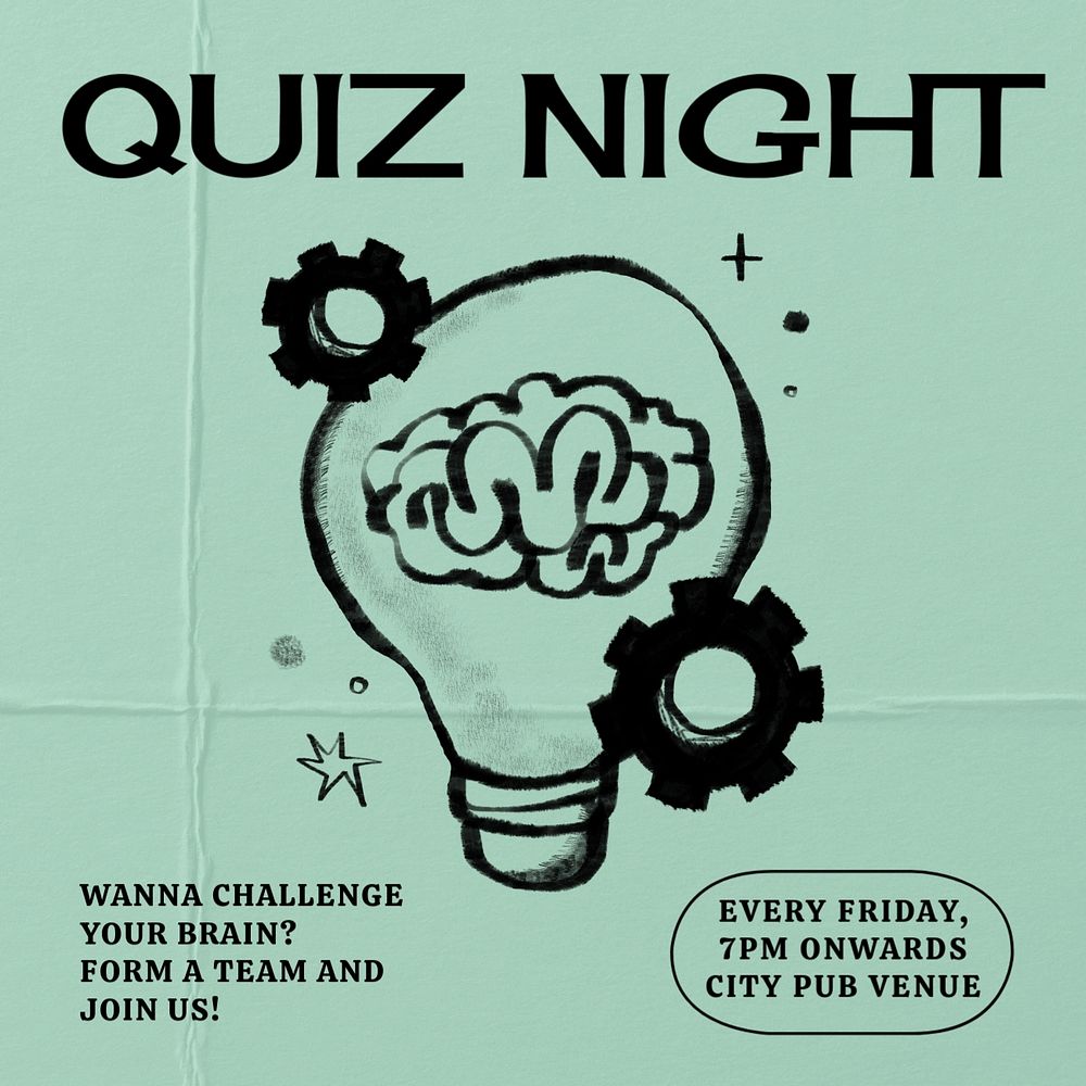 Quiz night Facebook ad template, editable text & design