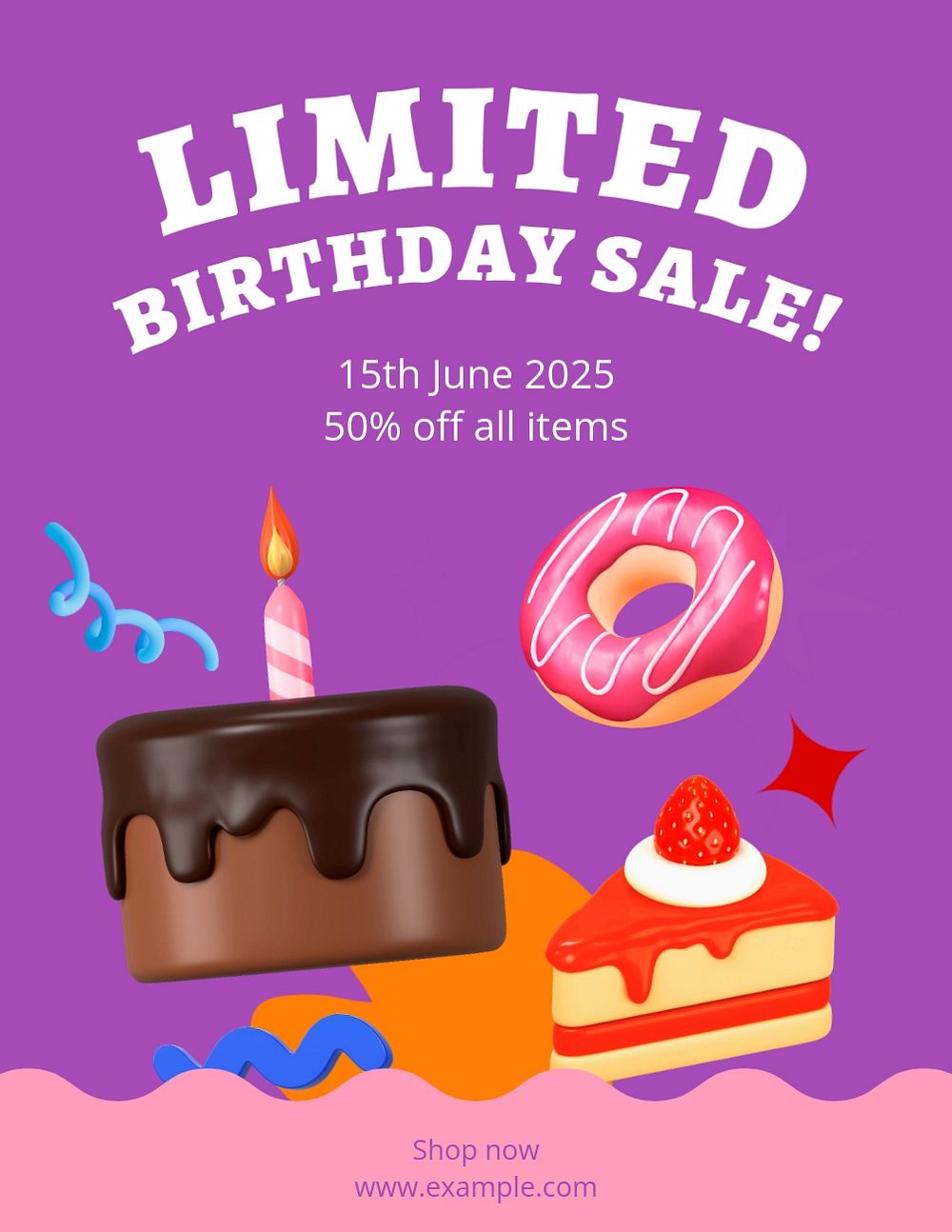 Birthday sale, editable flyer template for branding