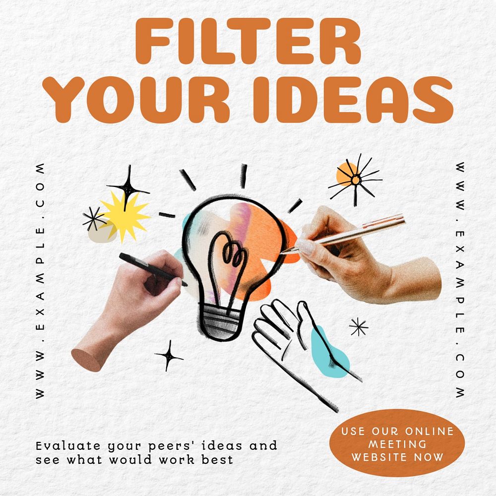 Filter your ideas Facebook ad template, editable text & design