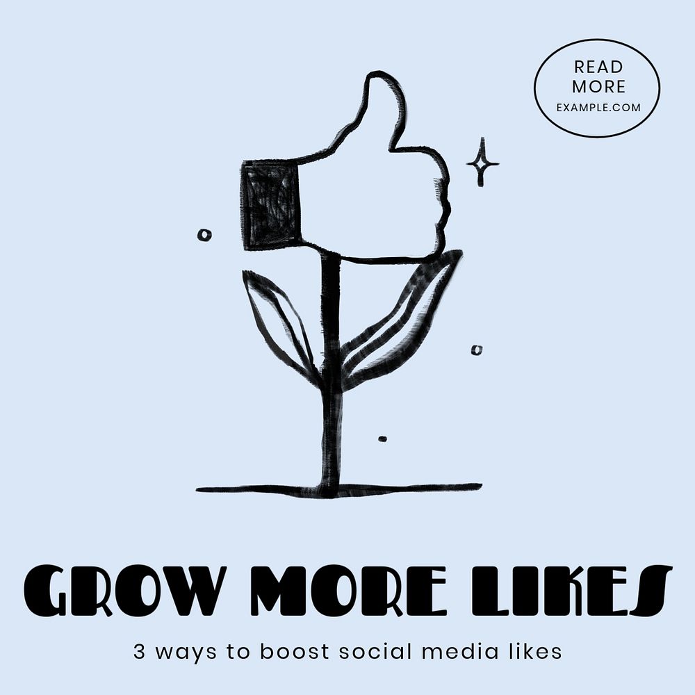 Grow more likes Facebook ad template, editable text & design