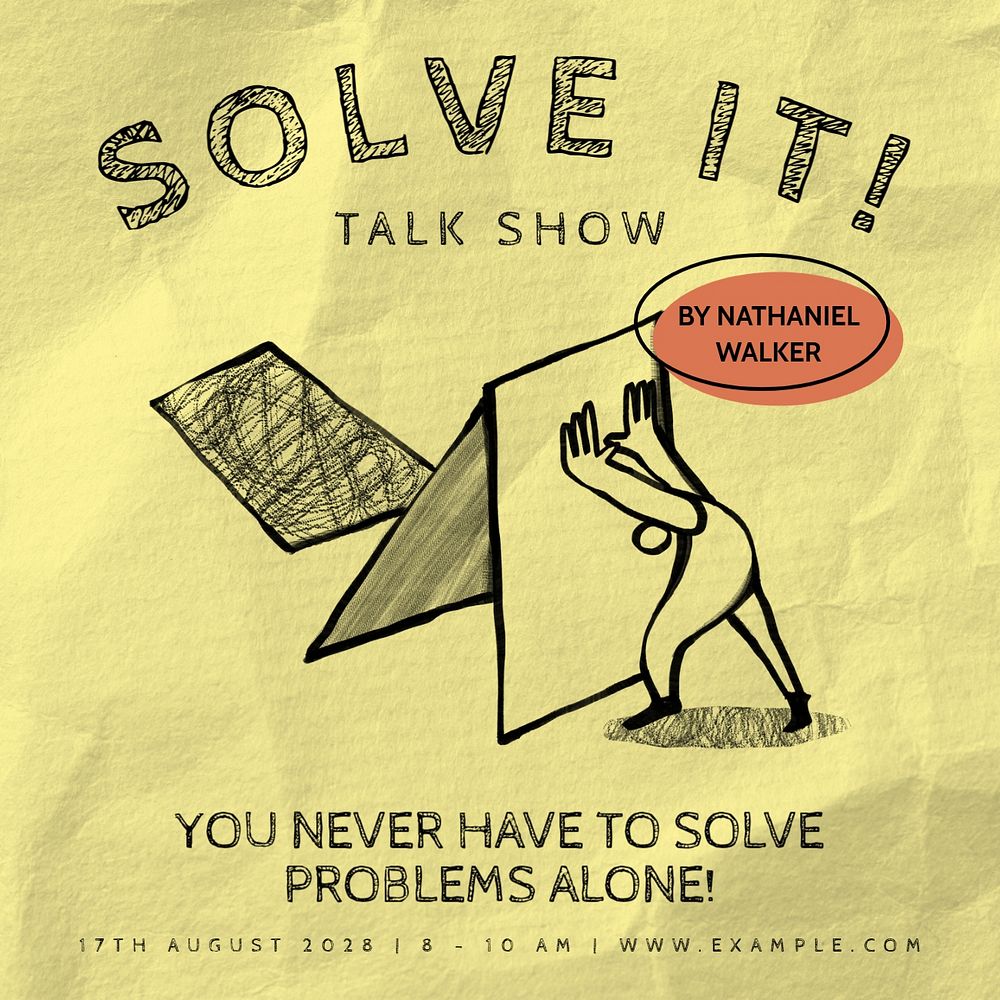 Problems talk show Facebook ad template, editable text & design