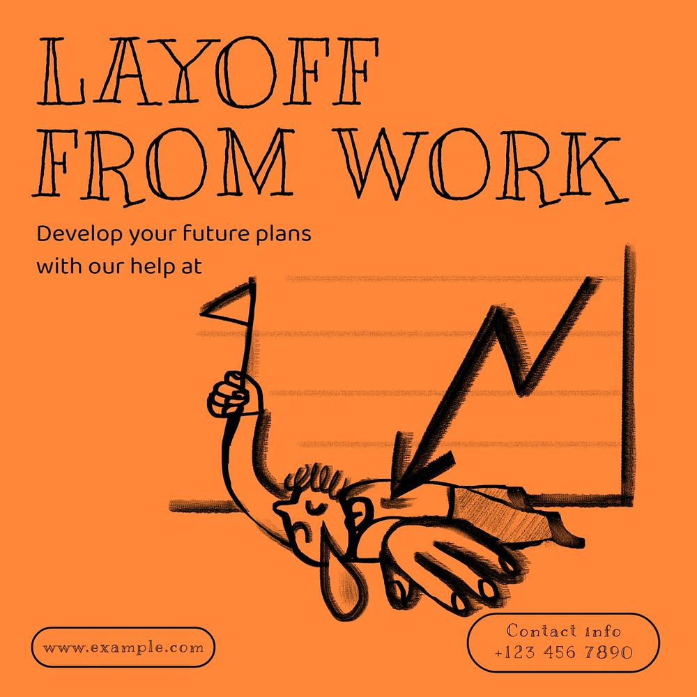 Layoff from work Facebook ad template, editable text & design