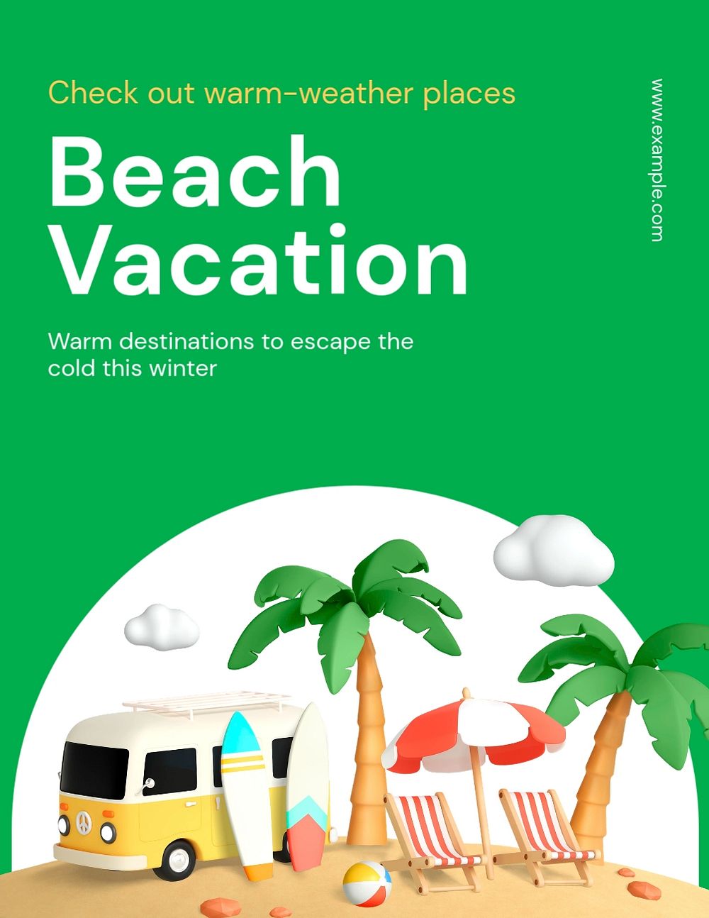 Beach vacation, editable flyer template for branding