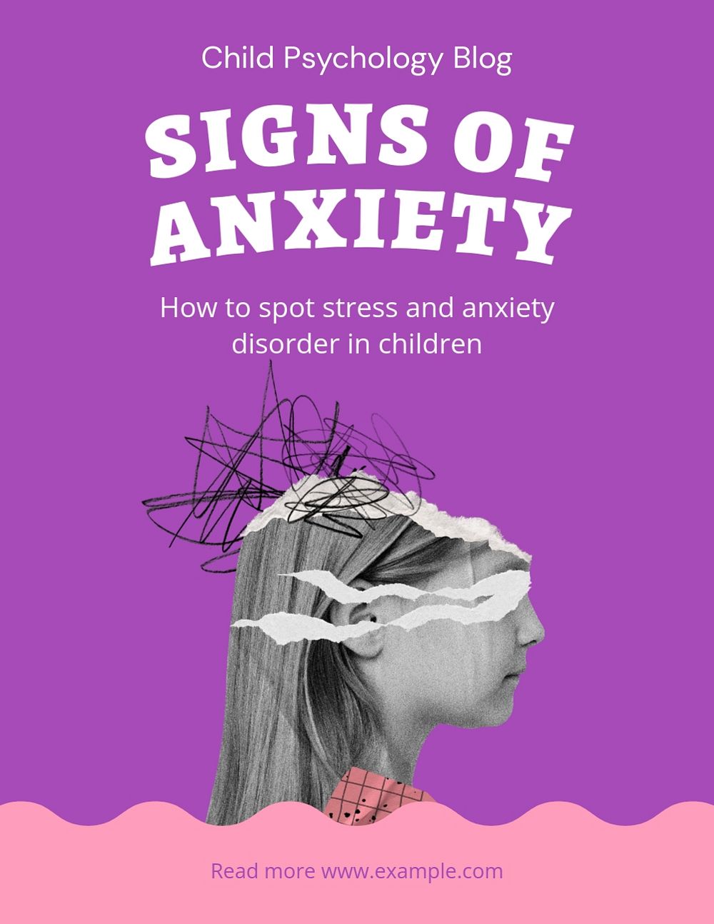 Children anxiety, editable flyer template for branding