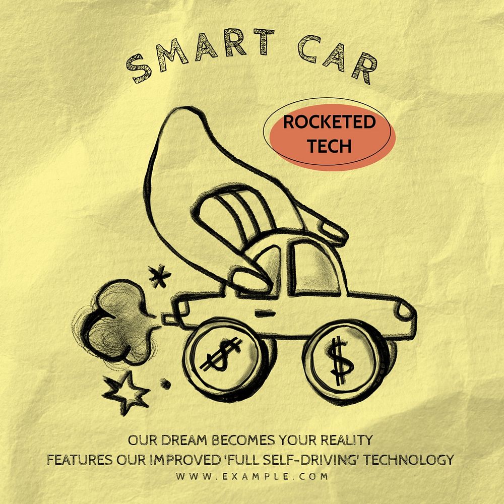 Smart car Facebook ad template, editable text & design