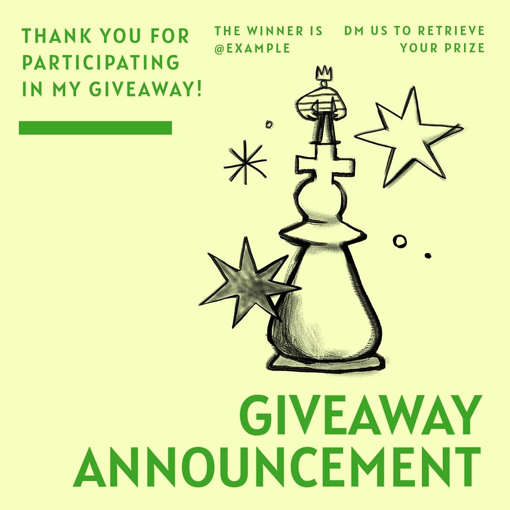 Giveaway announcement Facebook ad template, editable text & design