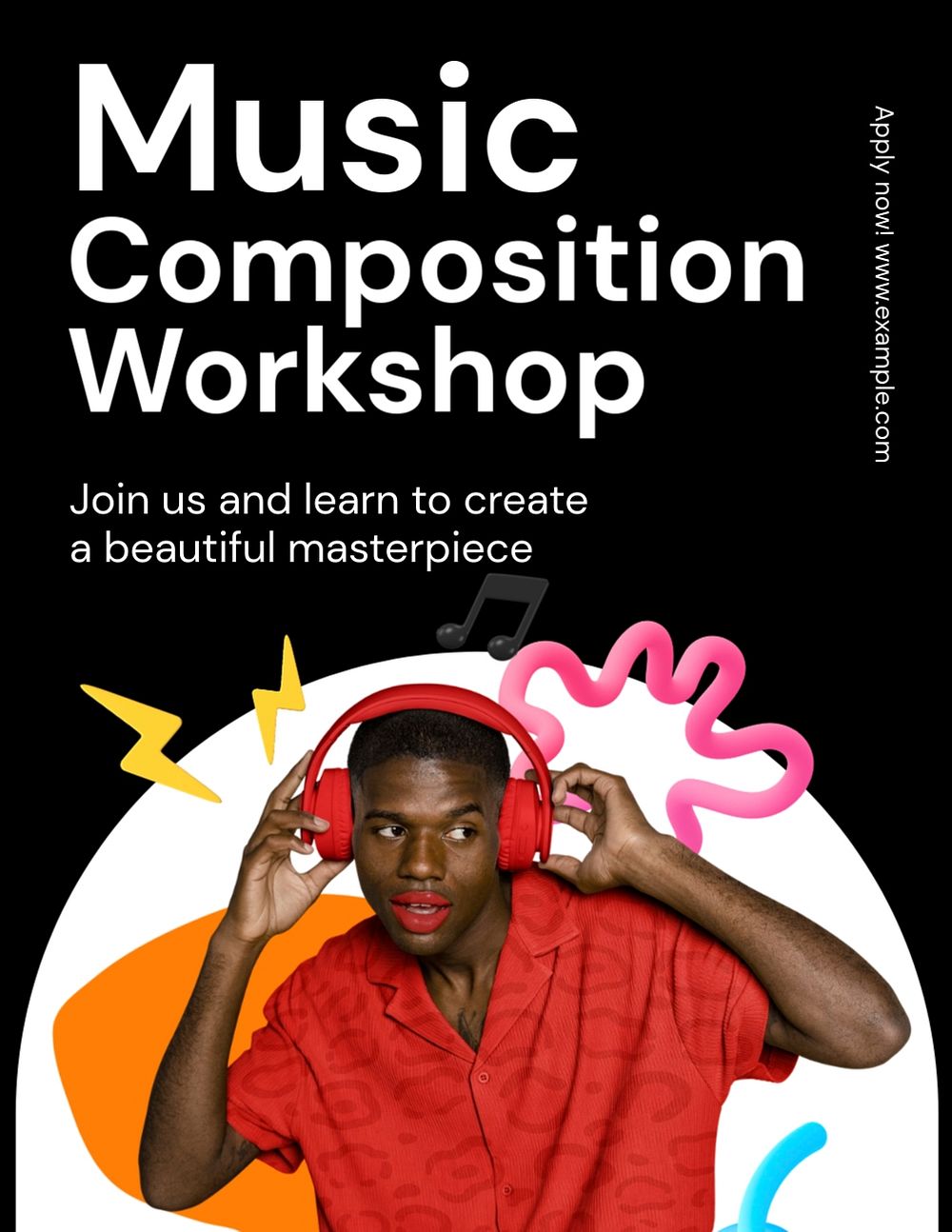 Music composition workshop, editable flyer template for branding