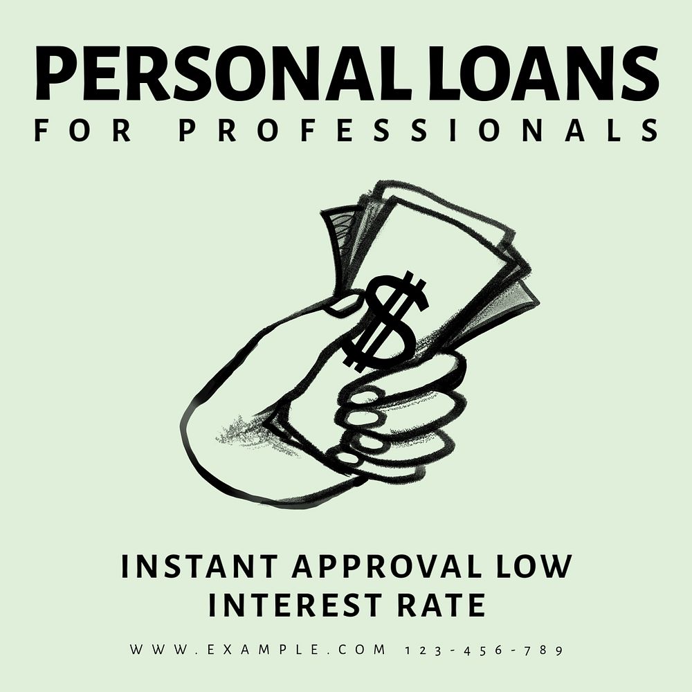 Personal loans Facebook ad template, editable text & design