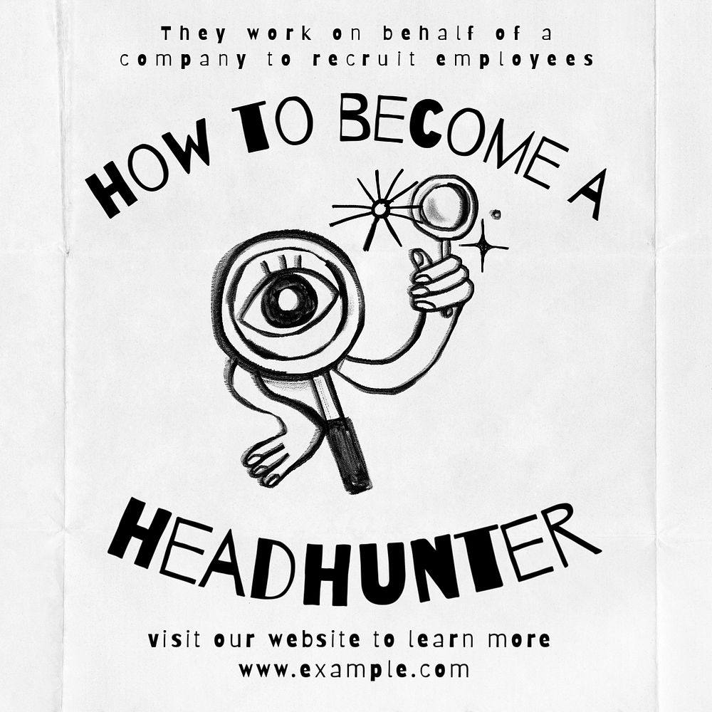 Headhunter job Facebook ad template, editable text & design