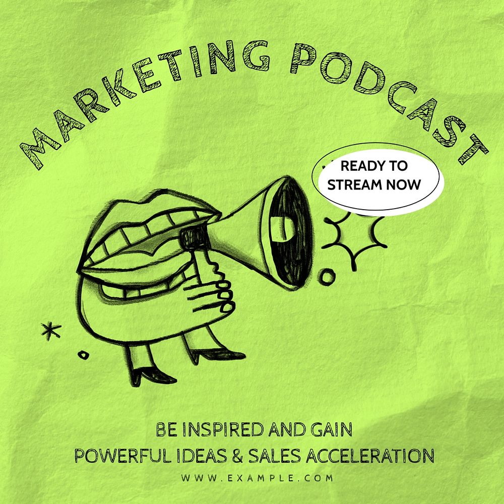 Marketing podcast Facebook ad template, editable text & design