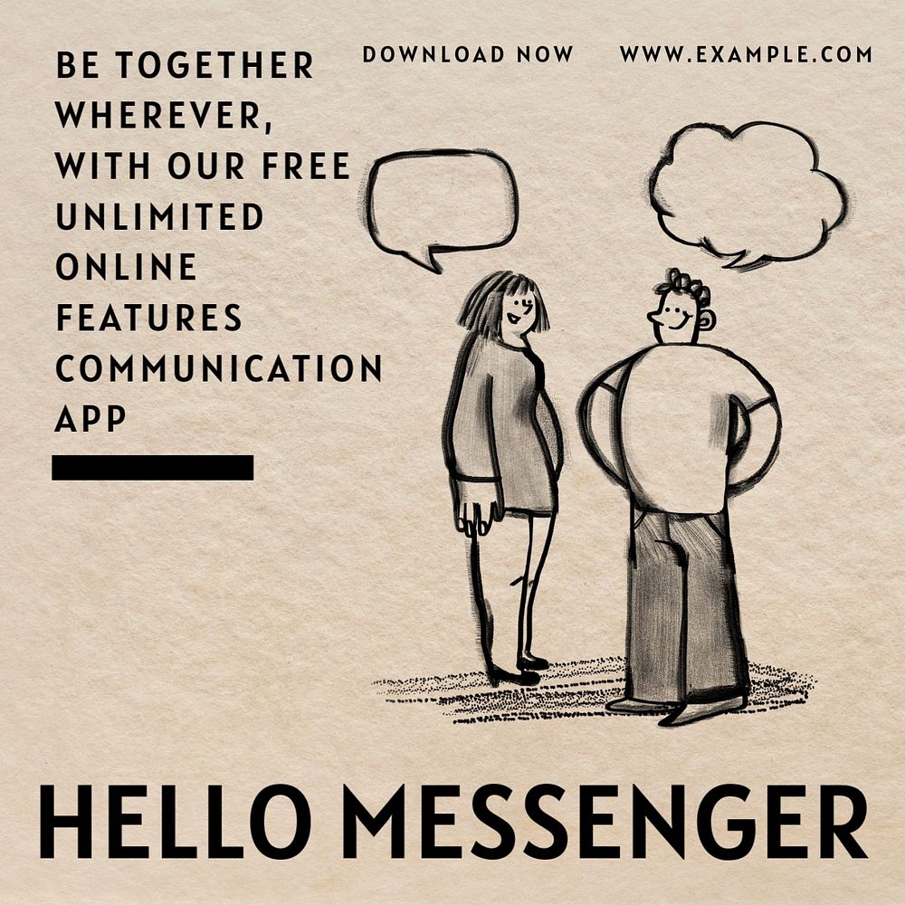 Messenger application Facebook ad template, editable text & design