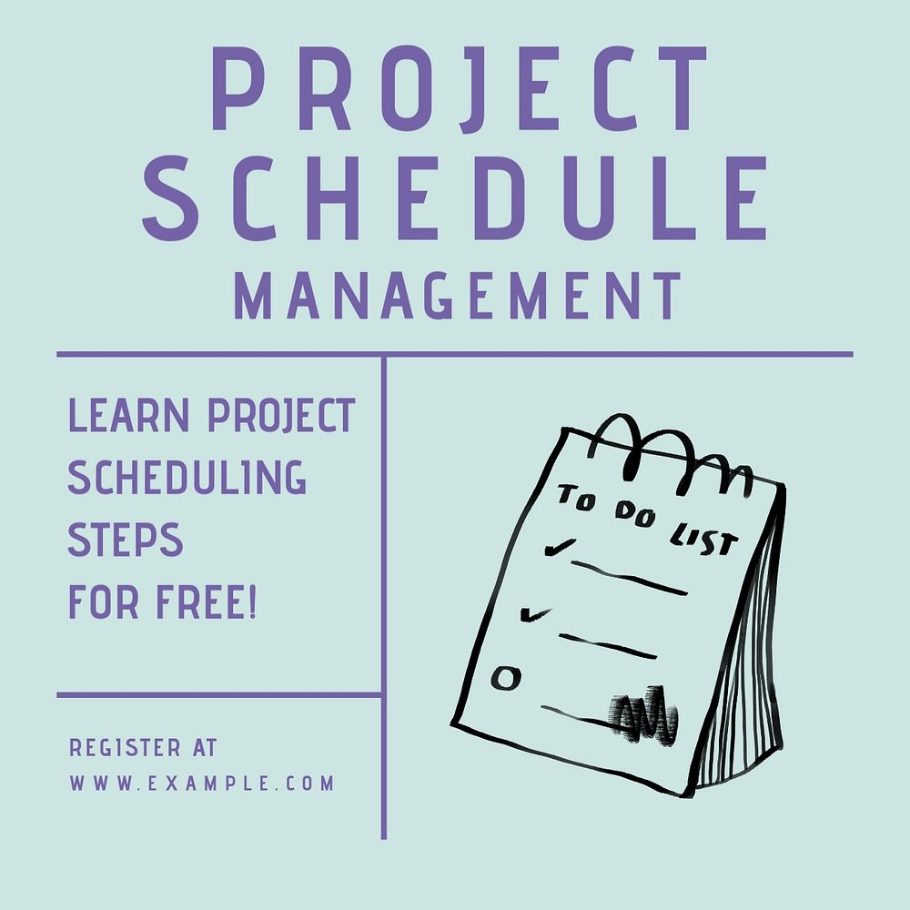 Project schedule Facebook ad template, editable text & design