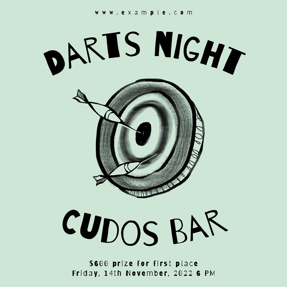 Darts night Facebook ad template, editable text & design