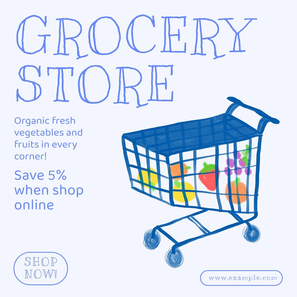 Grocery store Facebook ad template, editable text & design