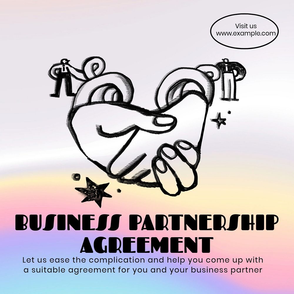 Business partnership Facebook ad template, editable text & design