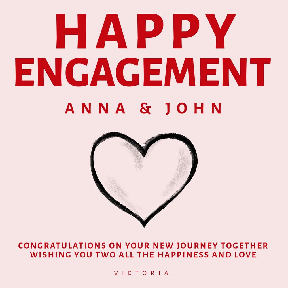 Happy engagement Facebook ad template, editable text & design