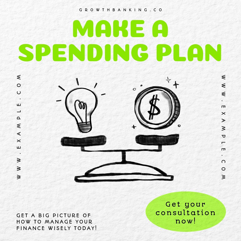 Spending plan Facebook ad template, editable text & design