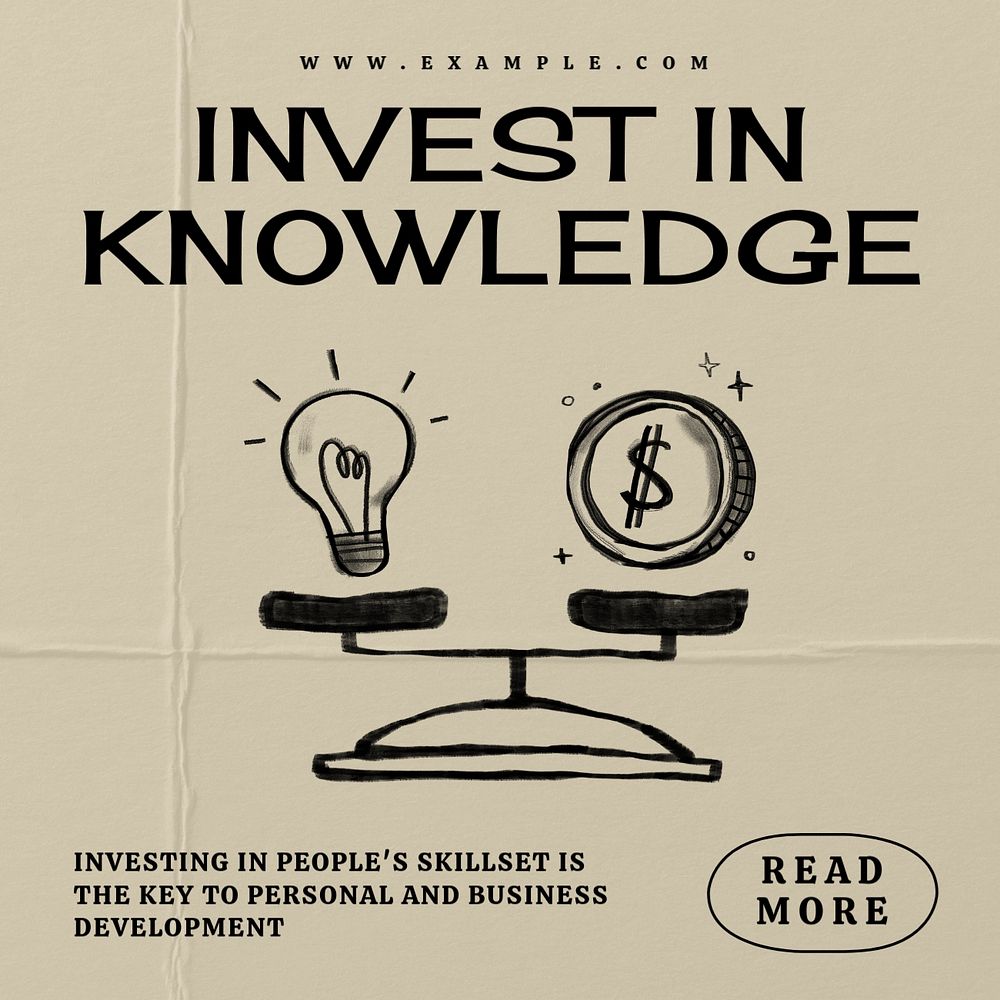 Knowledge investment Facebook ad template, editable text & design