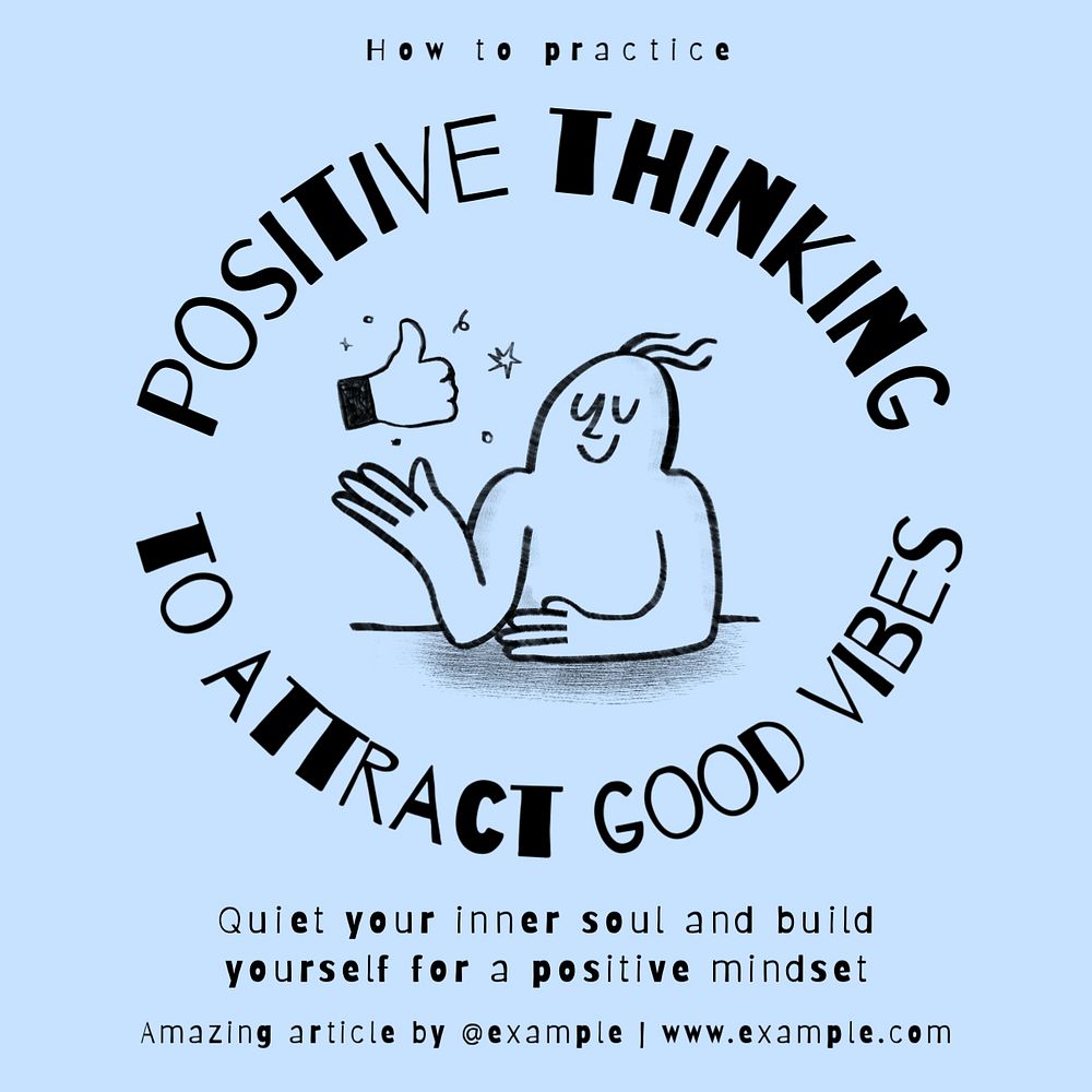 Positive thinking Facebook ad template, editable text & design