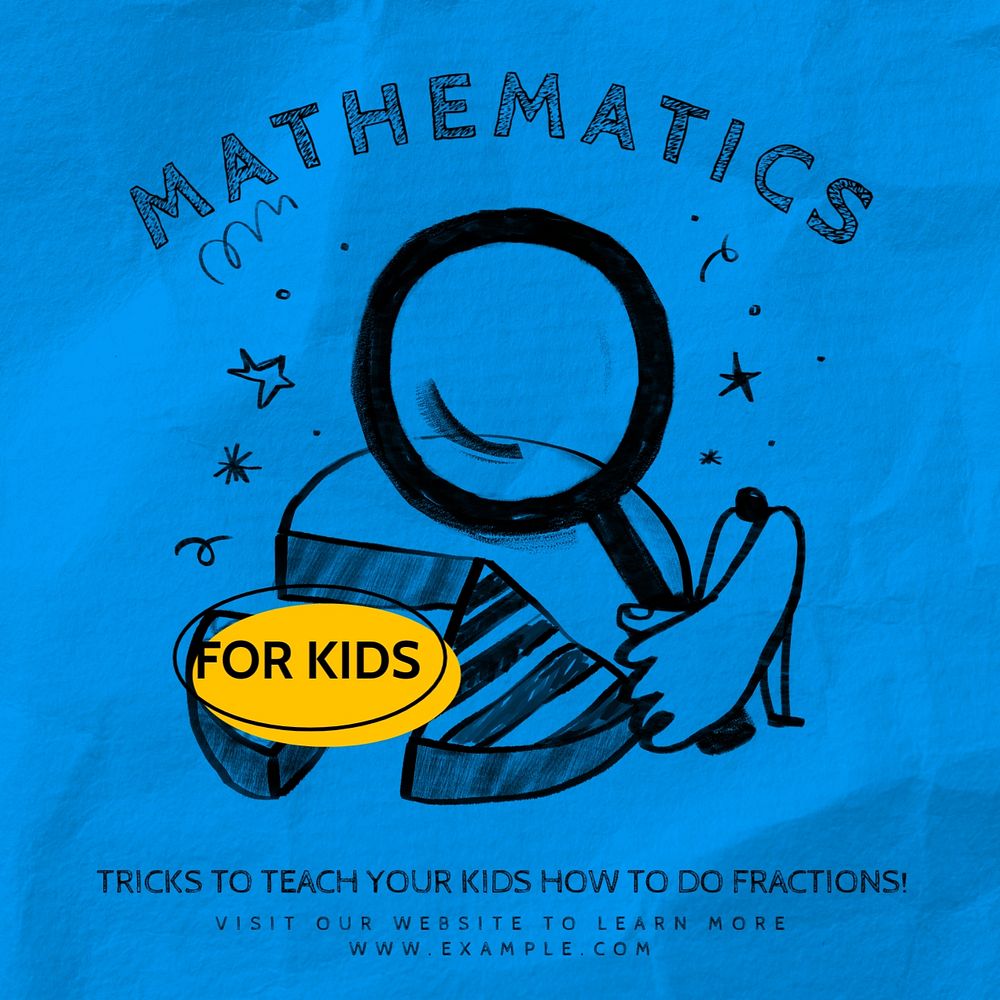 Kids mathematics Facebook ad template, editable text & design