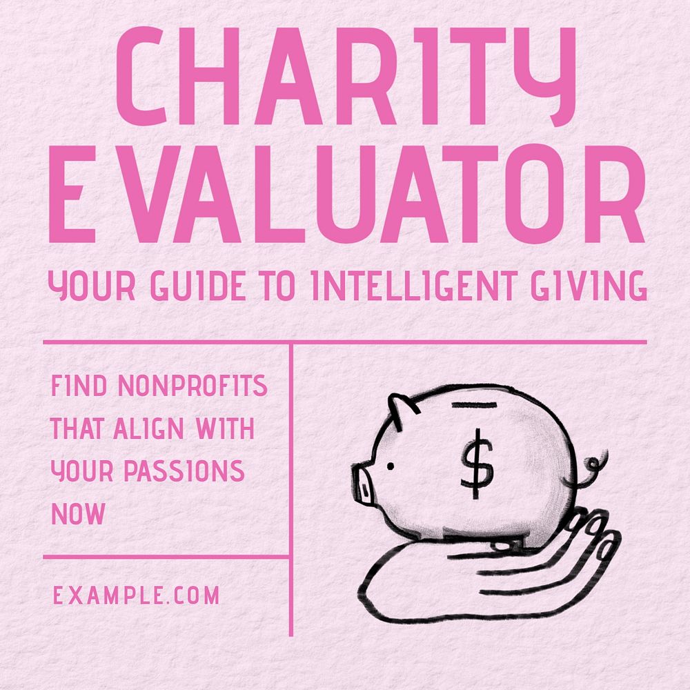 Charity evaluator Facebook ad template, editable text & design