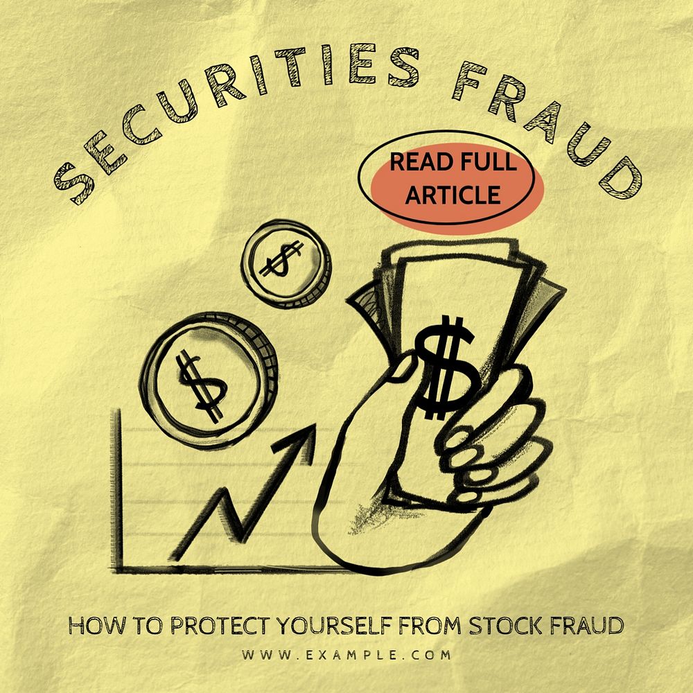 Securities fraud Facebook ad template, editable text & design