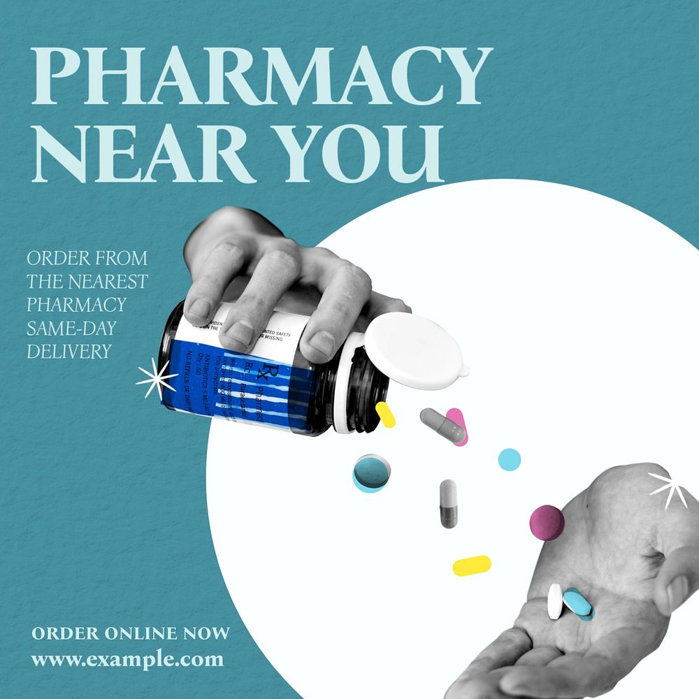 Pharmacy near you Instagram post template, editable social media design