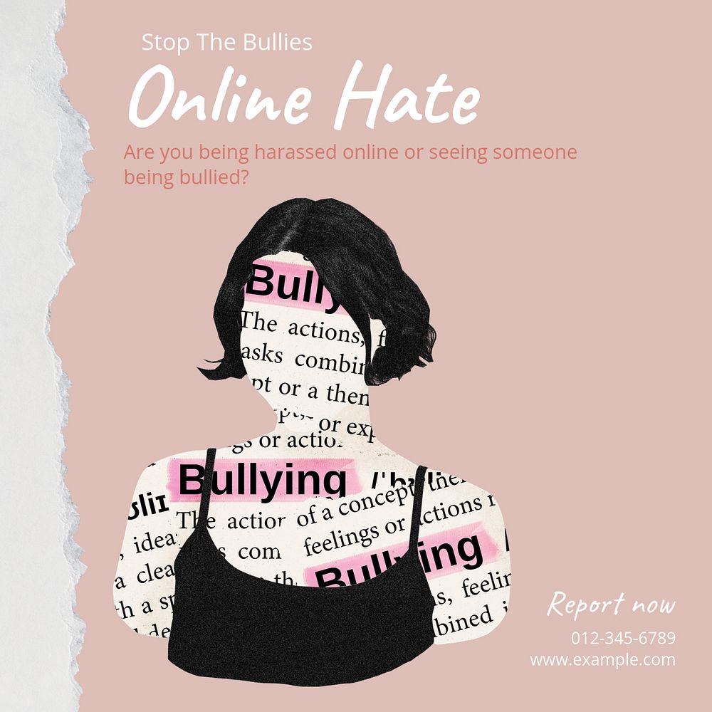 Online hate Instagram post template, editable social media design