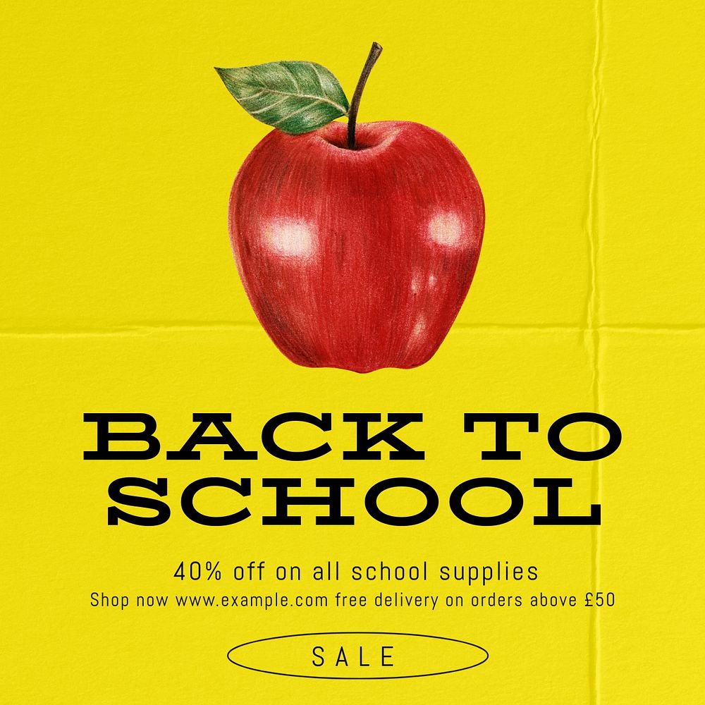 Back to school sale Facebook ad template, editable text & design