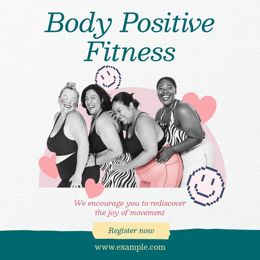 Body positive fitness Instagram post template, editable social media design