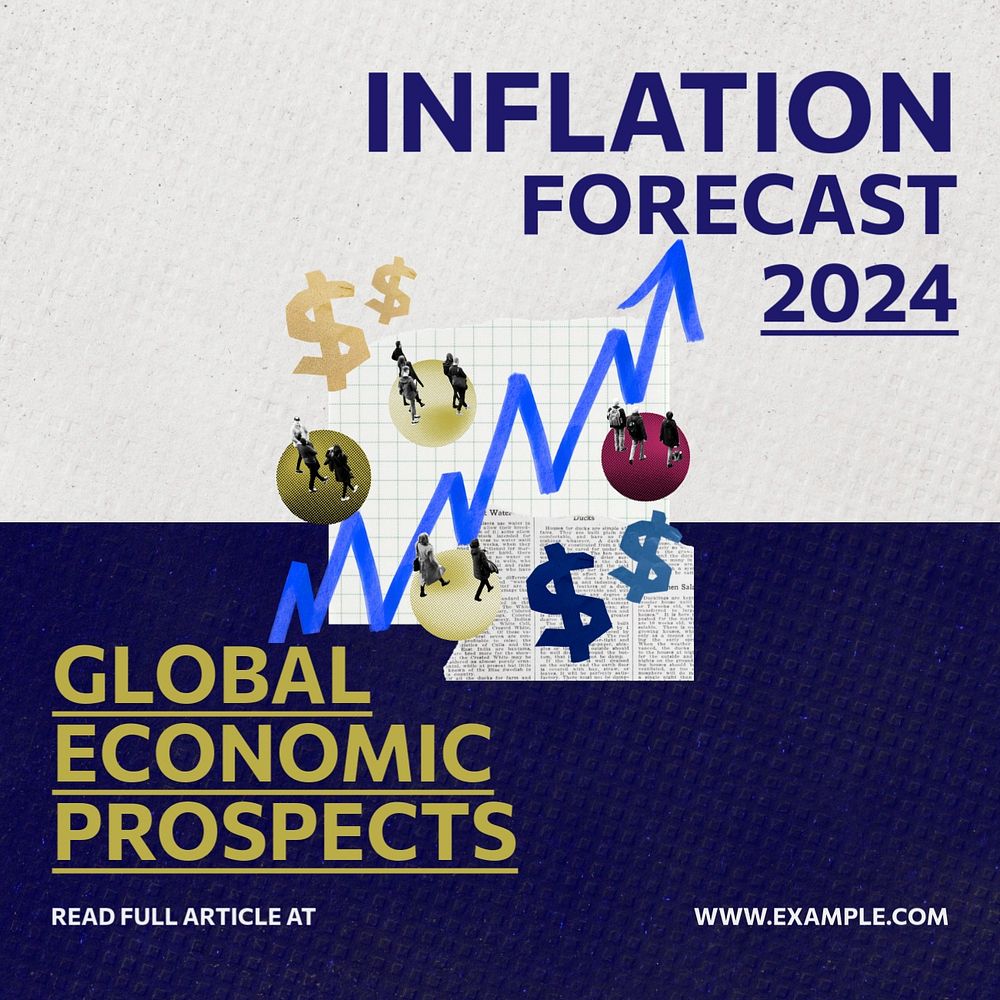 Inflation forecast Instagram post template, editable social media ad