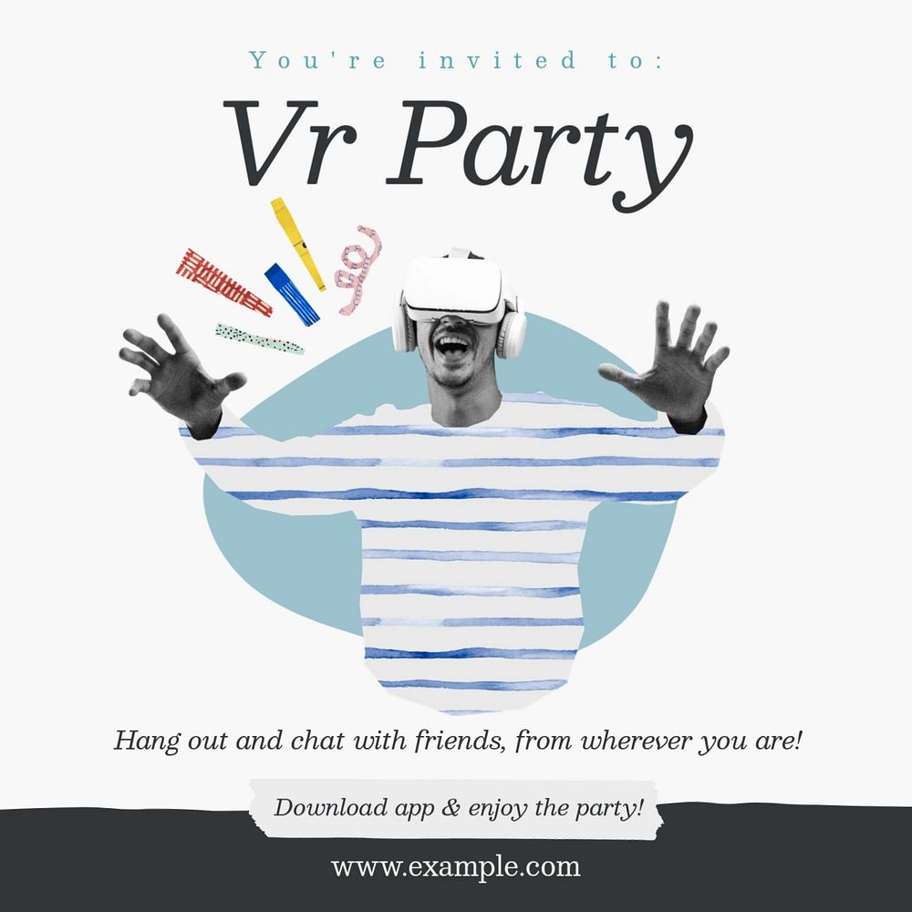 VR party Instagram post template, editable social media design