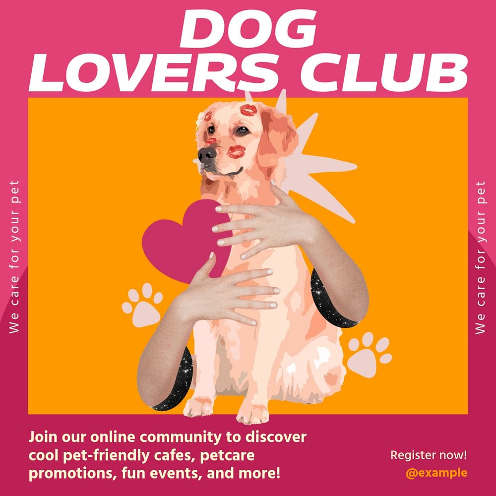 Dog lovers club Instagram post template, editable social media design