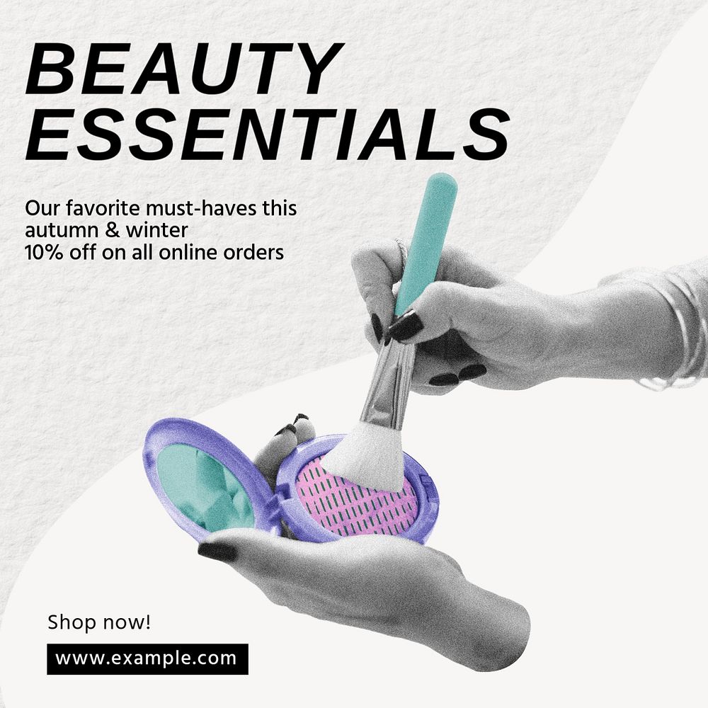 Beauty essentials Instagram post template, editable social media design