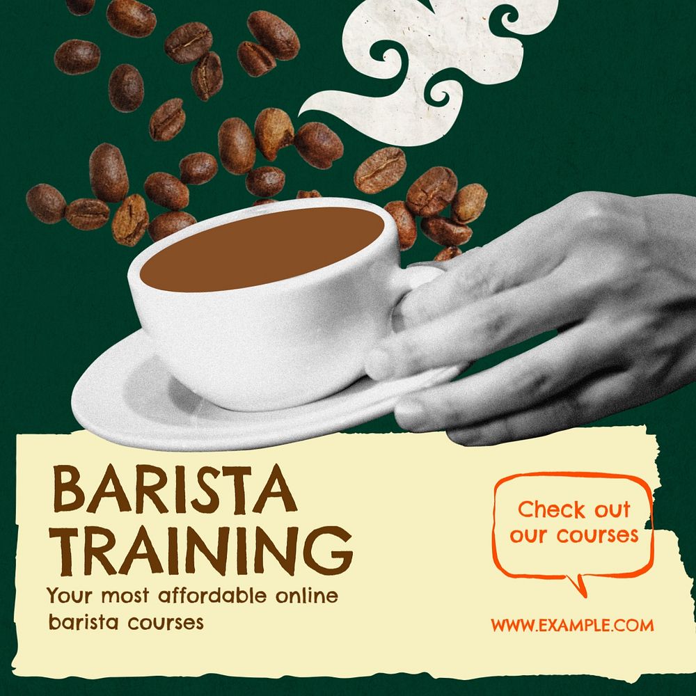 Barista training Instagram post template, editable social media design