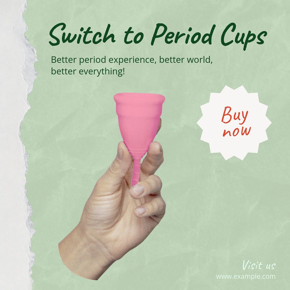 Period cups Instagram post template, editable social media design