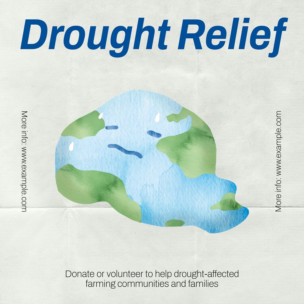 Drought relief Facebook ad template, editable text & design