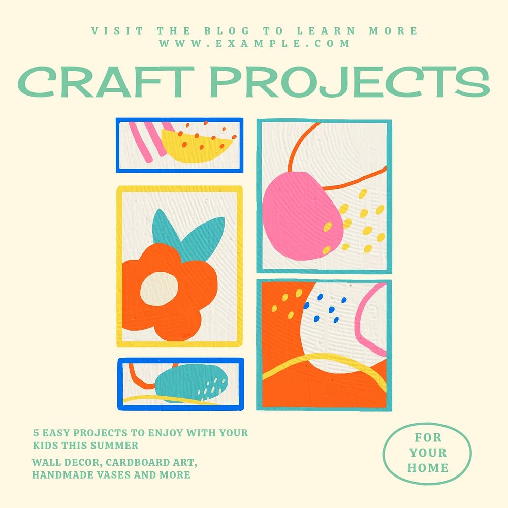 Craft projects Facebook ad template, editable text & design